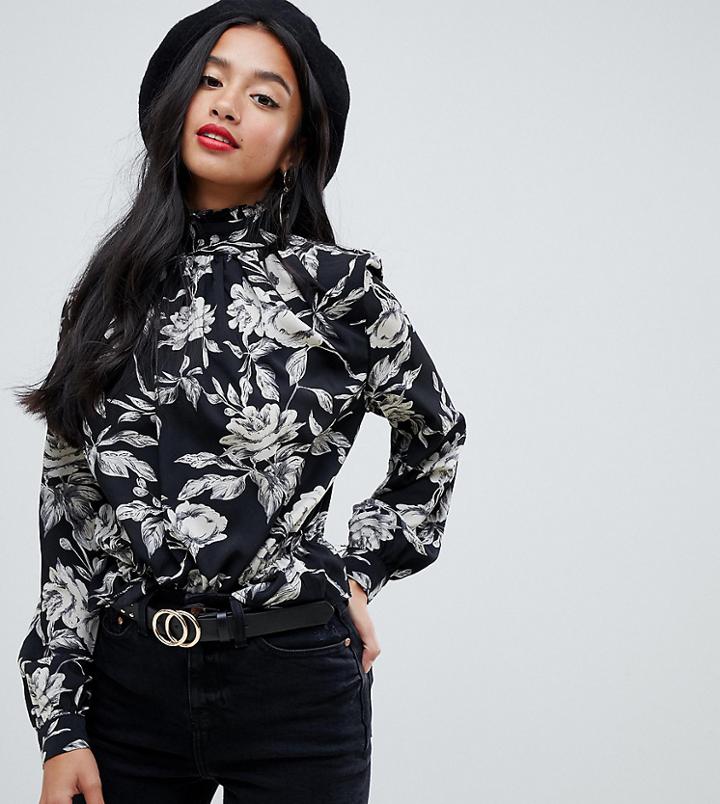 Parisian Petite High Neck Floral Blouse - Multi
