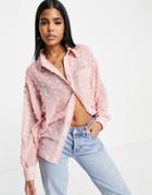 Asos Design Oversized Shirt In Blush Pink Textured