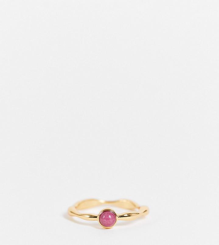 Asos Design 14k Gold Plated Ring With Garnet-style Birthstone