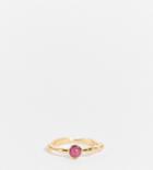 Asos Design 14k Gold Plated Ring With Garnet-style Birthstone