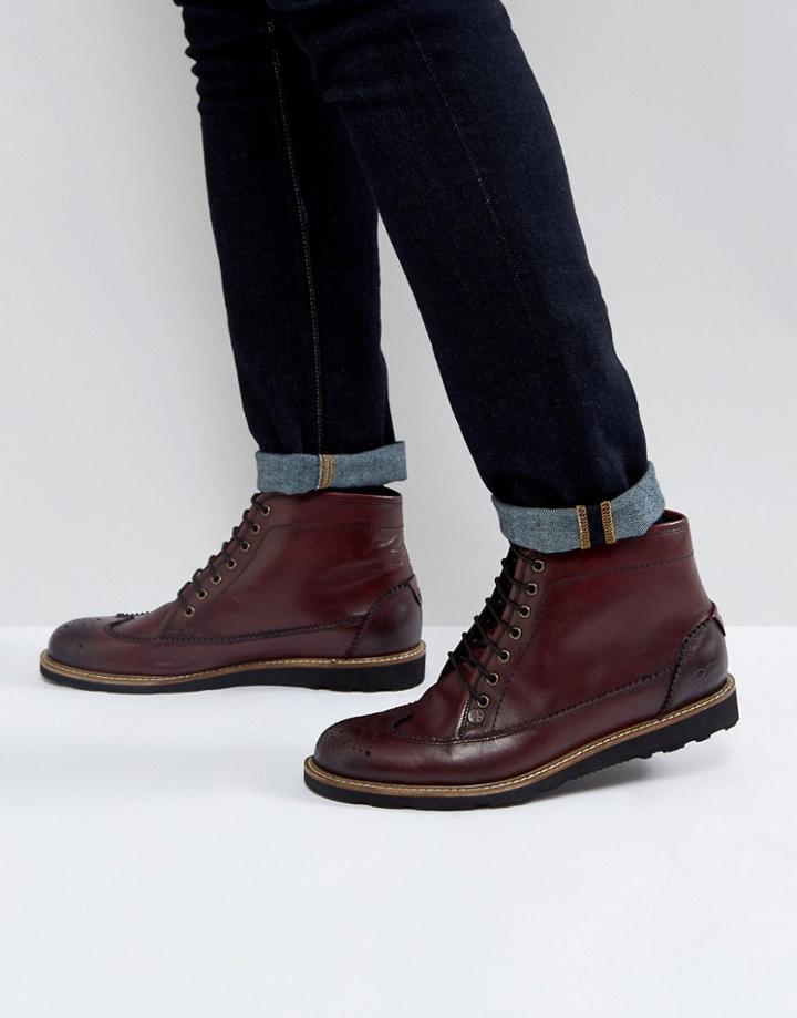 Original Penguin Plus Creasy Brogue Boots In Bordo - Red
