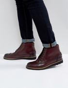 Original Penguin Plus Creasy Brogue Boots In Bordo - Red