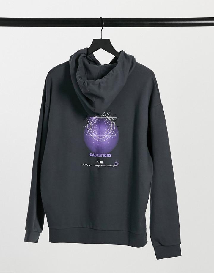 Asos Design Oversized Hoodie With Mystic Back Print-grey