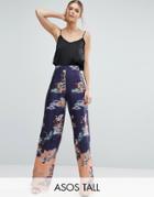 Asos Tall Bird Border Print Wide Leg Pants - Multi