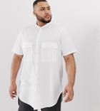 Asos Design Plus Regular Fit Super Longline Shirt In White - White
