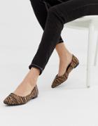 New Look Pointed Shoe In Animal Print - Stone