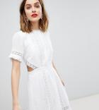 River Island Cut Out Detail Lace Skater Dress - White