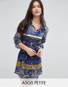 Parisian Petite Shirt Dress In Scarf Print - Blue
