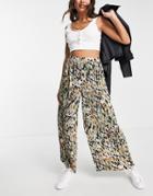 Y.a.s Wide Leg Pant In Abstract Print-black