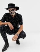 Asos Design Halloween Two-piece Skinny Pants In Skeleton Print - Black