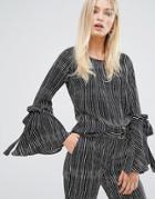 Closet London Stripe Shirt With Tie Sleeve - Multi