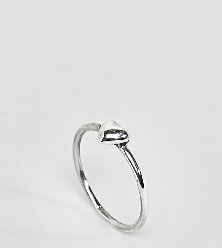 Reclaimed Vintage Sterling Silver Heart Ring - Silver