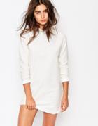 Missguided Hooded Sweat Dress - White