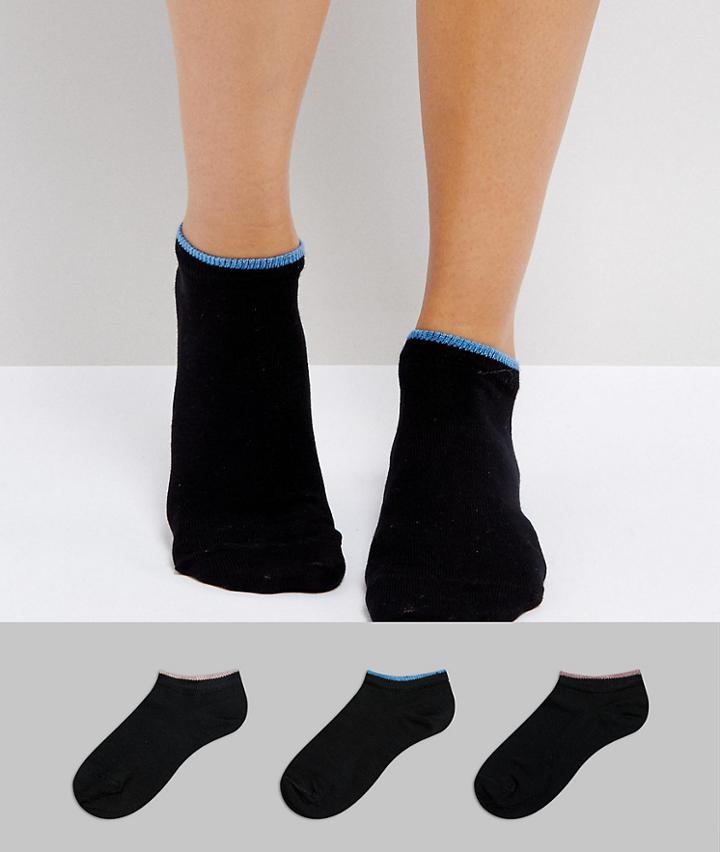 Green Treat 3 Pack Organic Sneaker Liners With Colored Tip - Black