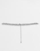 Asos Design Choker Necklace In Crystal Silver Tone