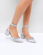 Be Mine Bridal Saphira Gray Satin Embellished Mid Heeled Shoes - Gray