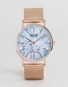 Reclaimed Vintage Marble Print Mesh Watch In Rose Gold - Gold