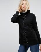 None The Richer Lola Lace Up Sweater - Black