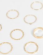 Monki 9-pack Stacking Rings In Gold