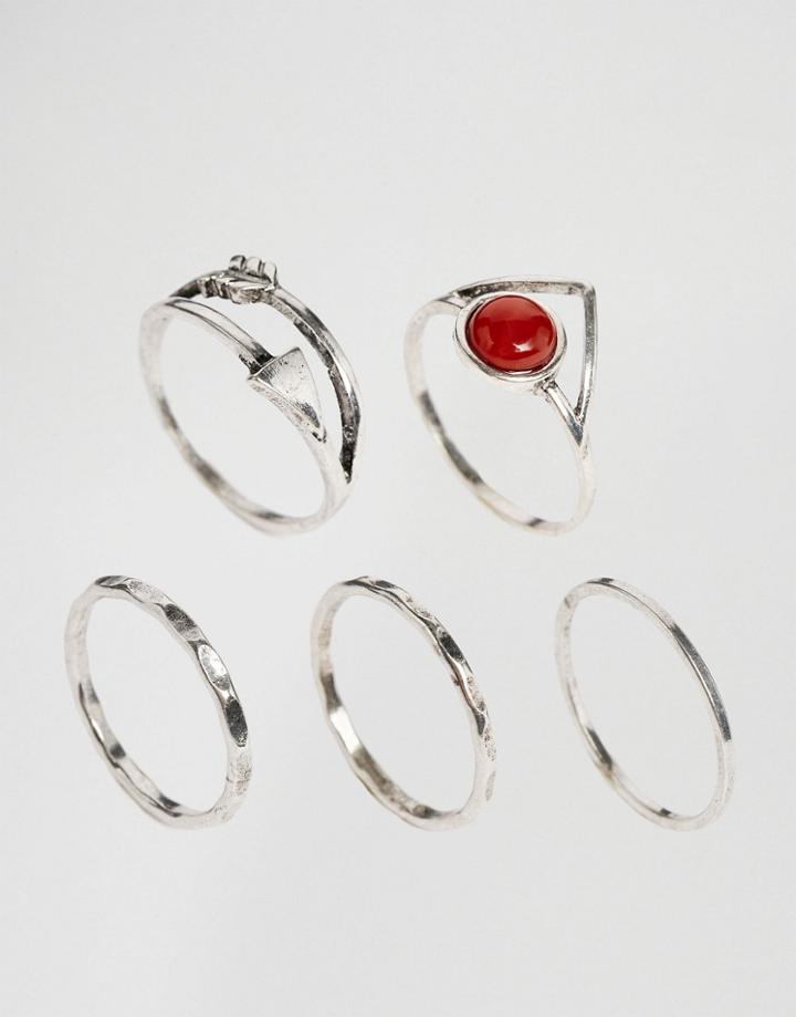 Asos Arrow Ring Stack Pack - Burnished Silver