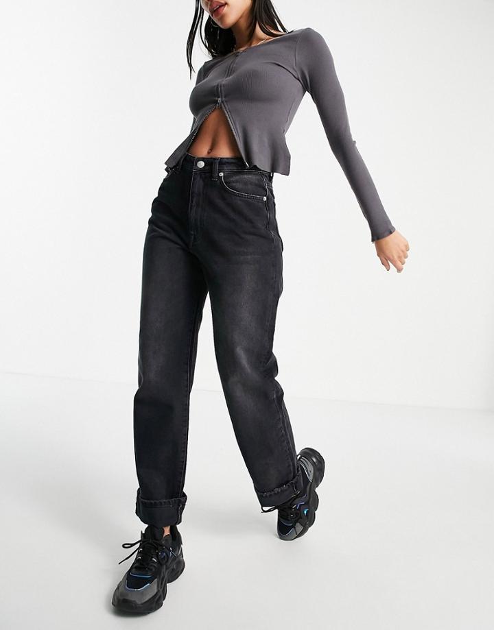 Na-kd Fold Up Straight Jeans In Black