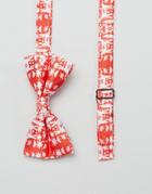 7x Holidays Reindeer Print Bow Tie - Red