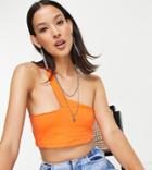 Noisy May Exclusive One Shoulder Crop Top In Bright Orange