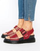 Dr Martens Romi Red Leather Strap Flat Sandals - Red