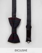 Heart & Dagger Bow Tie In Plaid - Navy