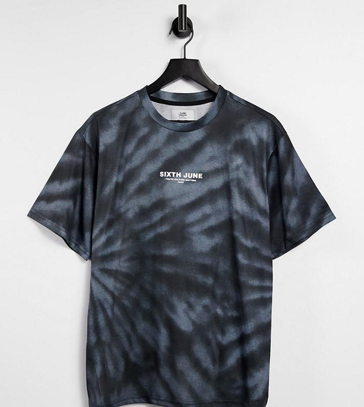 Sixth June Tour Tie Dye T-shirt In Black Exclusive To Asos