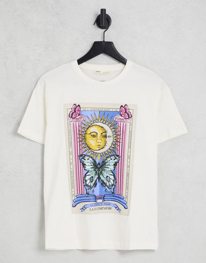 Pull & Bear Mystic Printed Oversized T-shirt In White