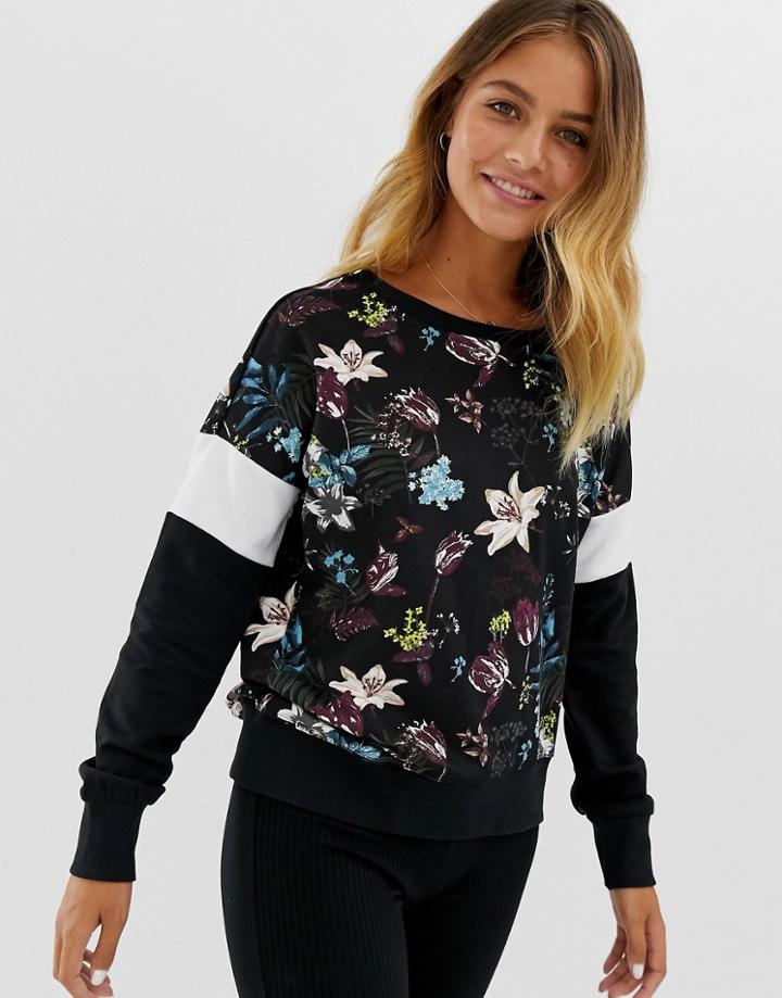 Only Dorit Floral Print Sweatshirt - Black