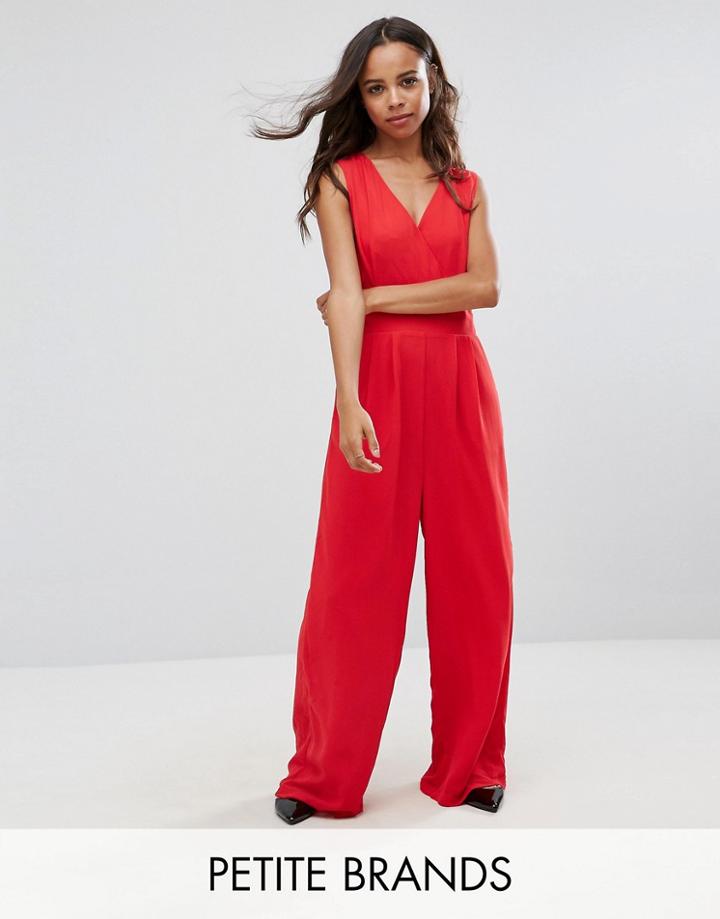 Yumi Petite Wide Leg Jumpsuit - Red