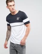 Siksilk Muscle Retro T-shirt In Black - White