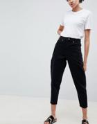 Asos Design Balloon Boyfriend Jeans In Clean Black - Black