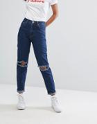 Prettylittlething Ripped Mom Jean - Blue