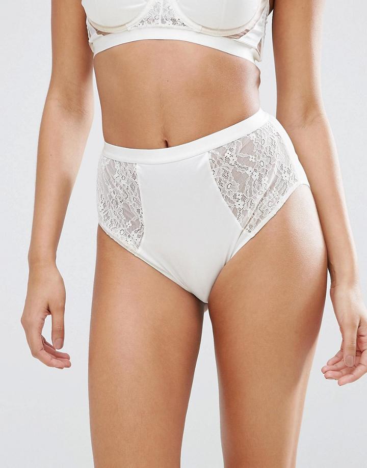 Asos Bridal Dahlia Satin & Lace High Waist Pant - Cream