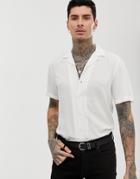 Asos Design Regular Fit Viscose Shirt In White - White