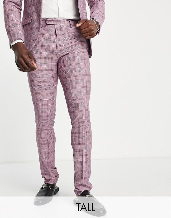 Twisted Tailor Tall Suchet Skinny Fit Suit Pants In Tonal Purple Plaid