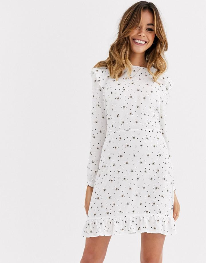 Nobody's Child Mini Fit And Flare Skater Dress In Bee And Dot