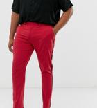 Asos Design Plus Super Skinny Tuxedo Pants In Red
