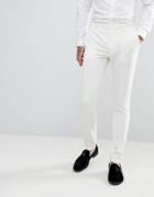 Asos Design Wedding Super Skinny Tuxedo Pants In Cream - Cream