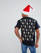 New Love Club Holidays Ginger Bread Man Back Print T-shirt - Black