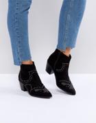 New Look Studded Western Block Heel Ankle Boot - Black