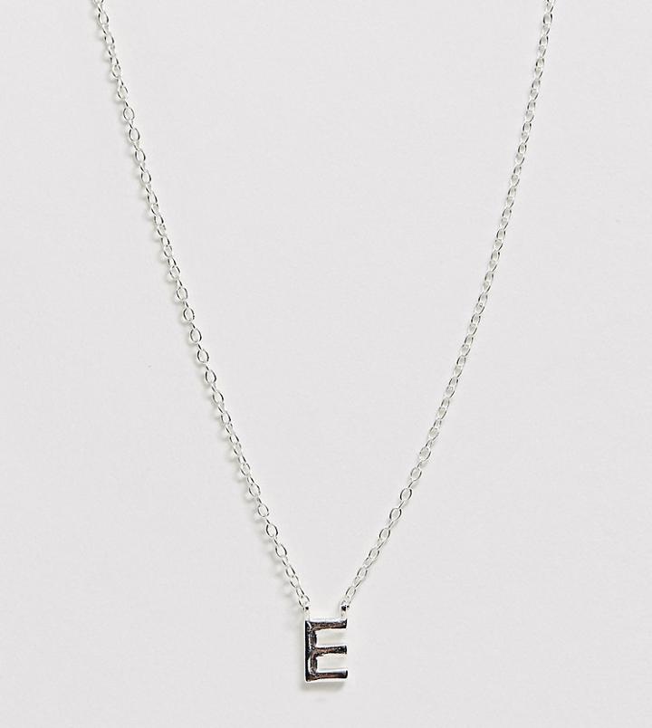 Designb London Sterling Silver E Initial Necklace - Silver