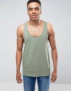 Asos Extreme Racer Back Tank In Green - Green