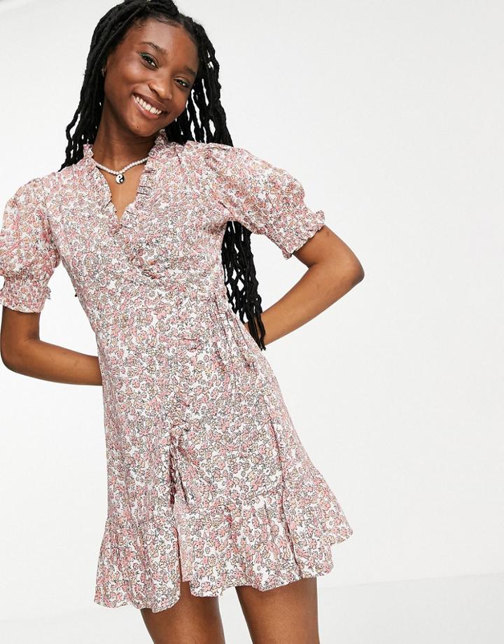 Influence Wrap Dress In Ditsy Floral-multi
