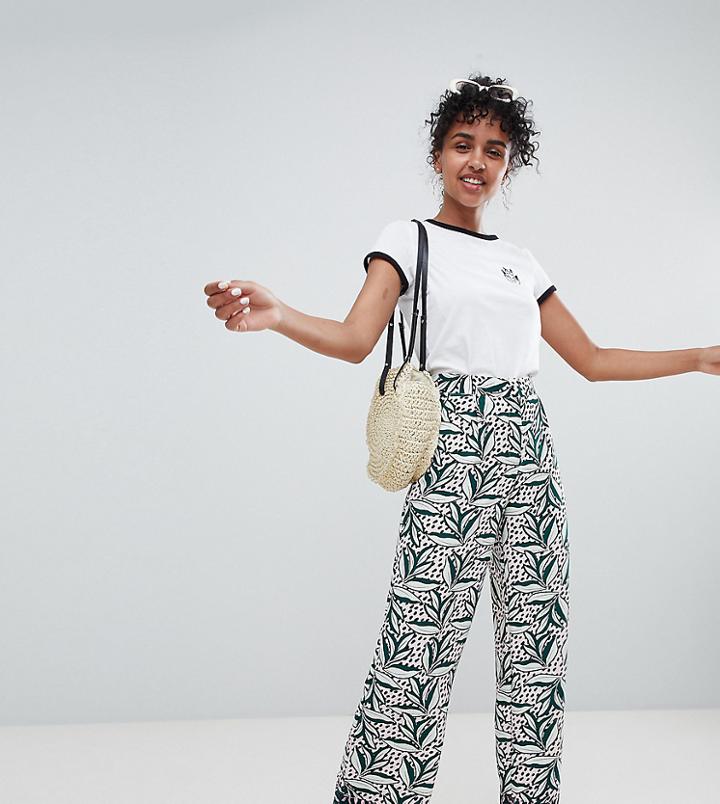 Monki Contrast Print Wide Leg Two-piece Pants-black