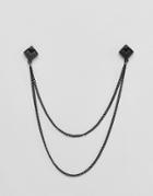 Designb Square Collar Tips & Chain In Matte Black Exclusive To Asos - Black