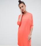 Asos Tall Oversize T-shirt Dress With Seam Detail - Pink